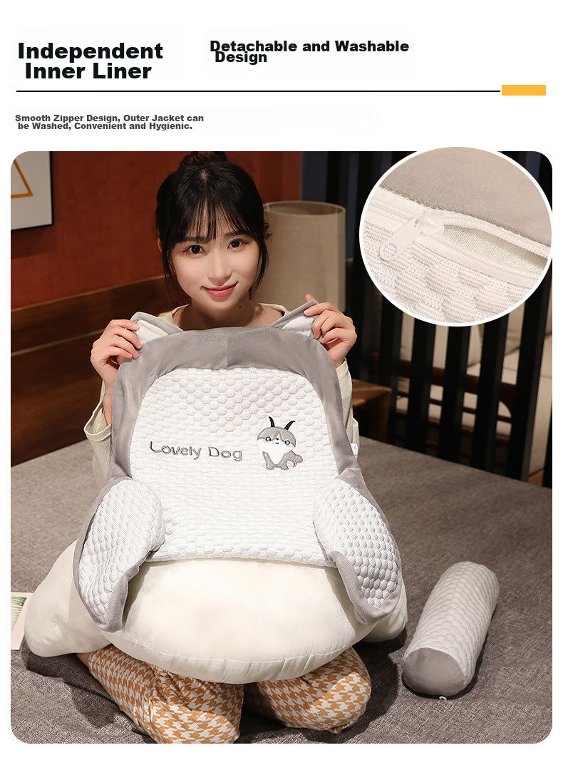AVIVI Backrest Pillow, Bed Headboard Cushion, Soft Pack Bed Back Support, Office Lumbar Support, Sofa Throw Pillow, Waist Pad, 60*45 Cm, Bingdou Dog Patter 5