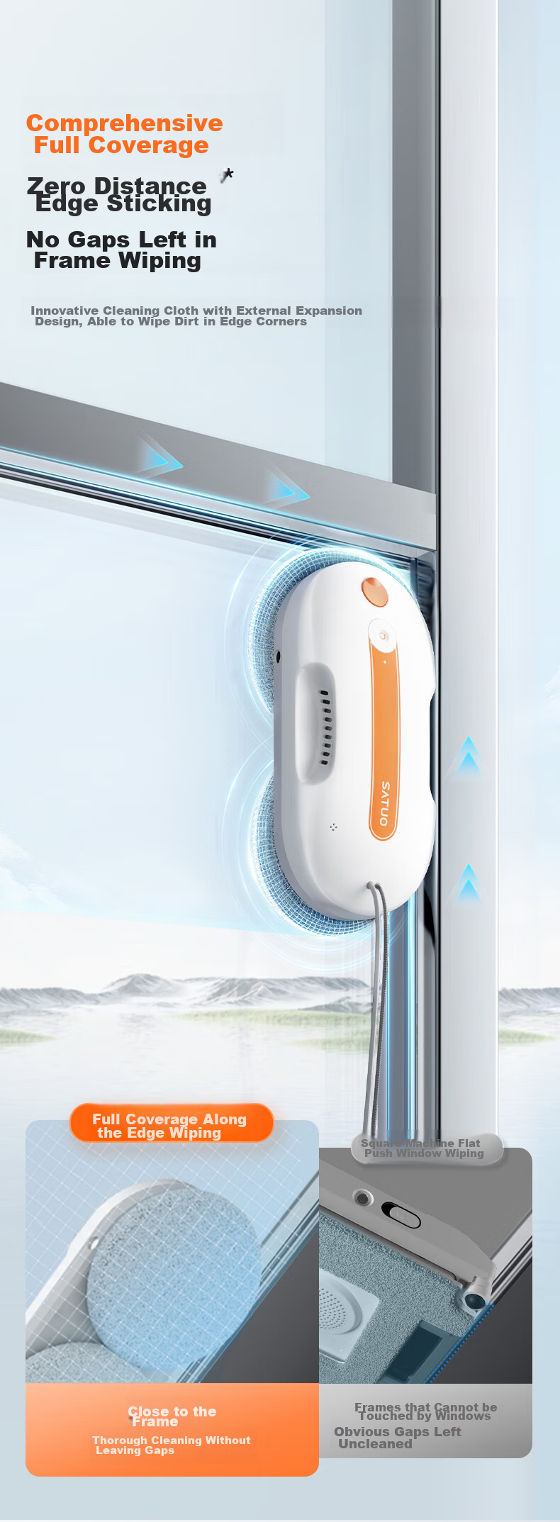 SATUO Lite Window Cleaning Robot, Automatic Water Spray Wet Wiping, No Edge Cleaning, Glass Cleaning Robot, Water Spray And Wipe Window Cleaning Device 7