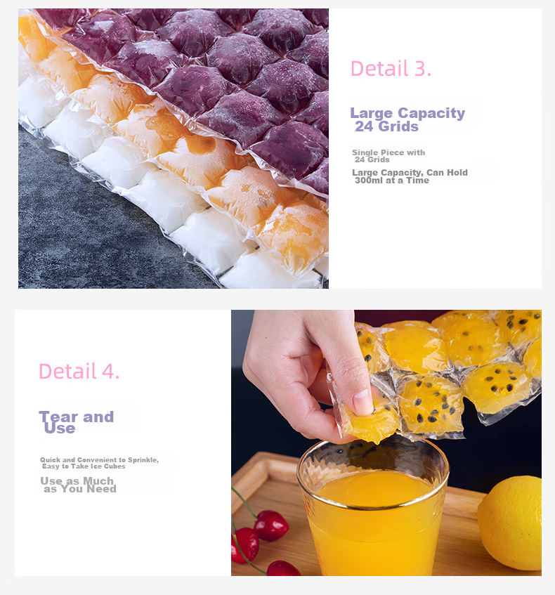 BWNK [280-Piece Set] Ice Cube Trays, Disposable Ice Bags with Self-Sealing Edges, Ice Cube Molds, 10 Ice Bags 8