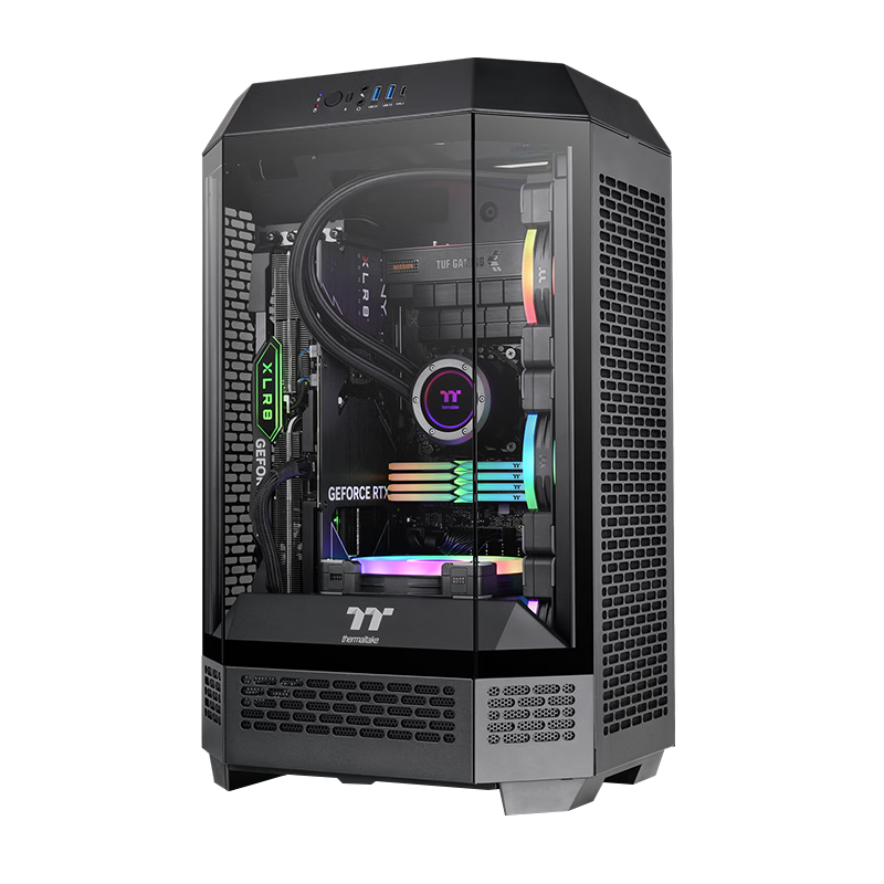 Thermaltake (Tt) The Tower 300 Seaside View Case, Computer Tower, Black (Matx Motherboard / Supports 420mm Water Cooling / 4090 Graphics Card / Horizontal Lying)