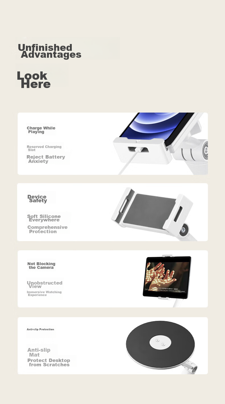 Brateck Beihu Inverted Tablet Stand iPad Computer Inverted Mount Tablet Arm Monitor Bracket Floating Support E350pd+P200 Black 12