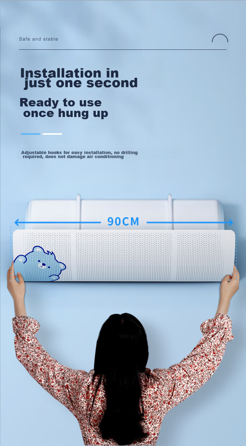XIAOHUANGHOU Air Conditioner Wind Deflector, Baby Anti-Direct Blowing Shield, Postpartum No-Drilling Vent Cover, Universal Windproof Baffle 6