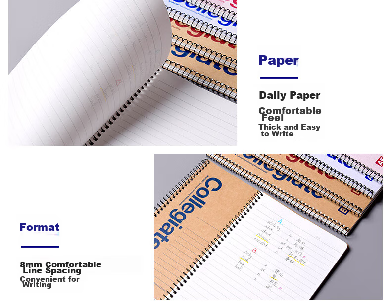 KAISA B5/50 Sheets Spiral Notebook, High-Quality Notebook, Lined Journal, Office Meeting Record Book, Draft Book, Fresh And Simple Diary, 4 Books 5