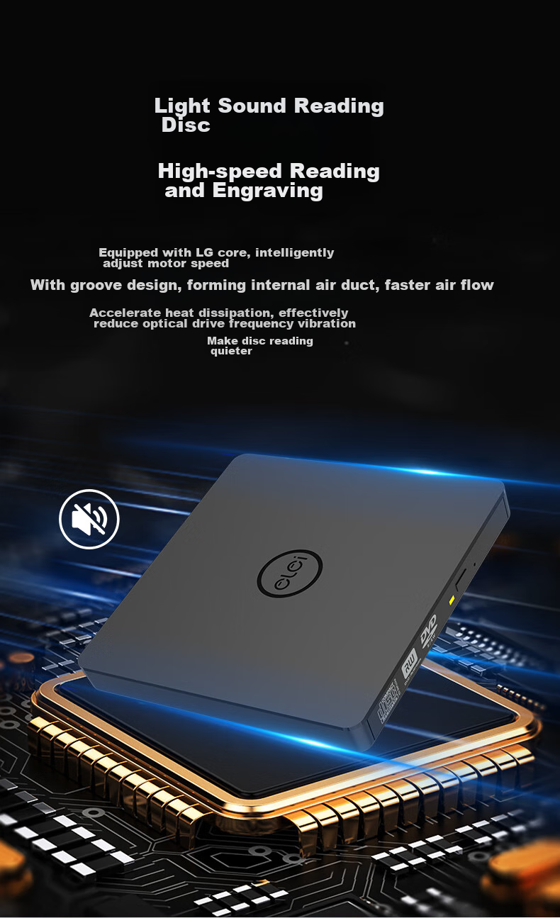 Elei USB External Optical Drive, Type-C External DVD Burner, Portable Optical Drive, CD/DVD External Drive, Compatible with Laptops And Desktop Computers 5