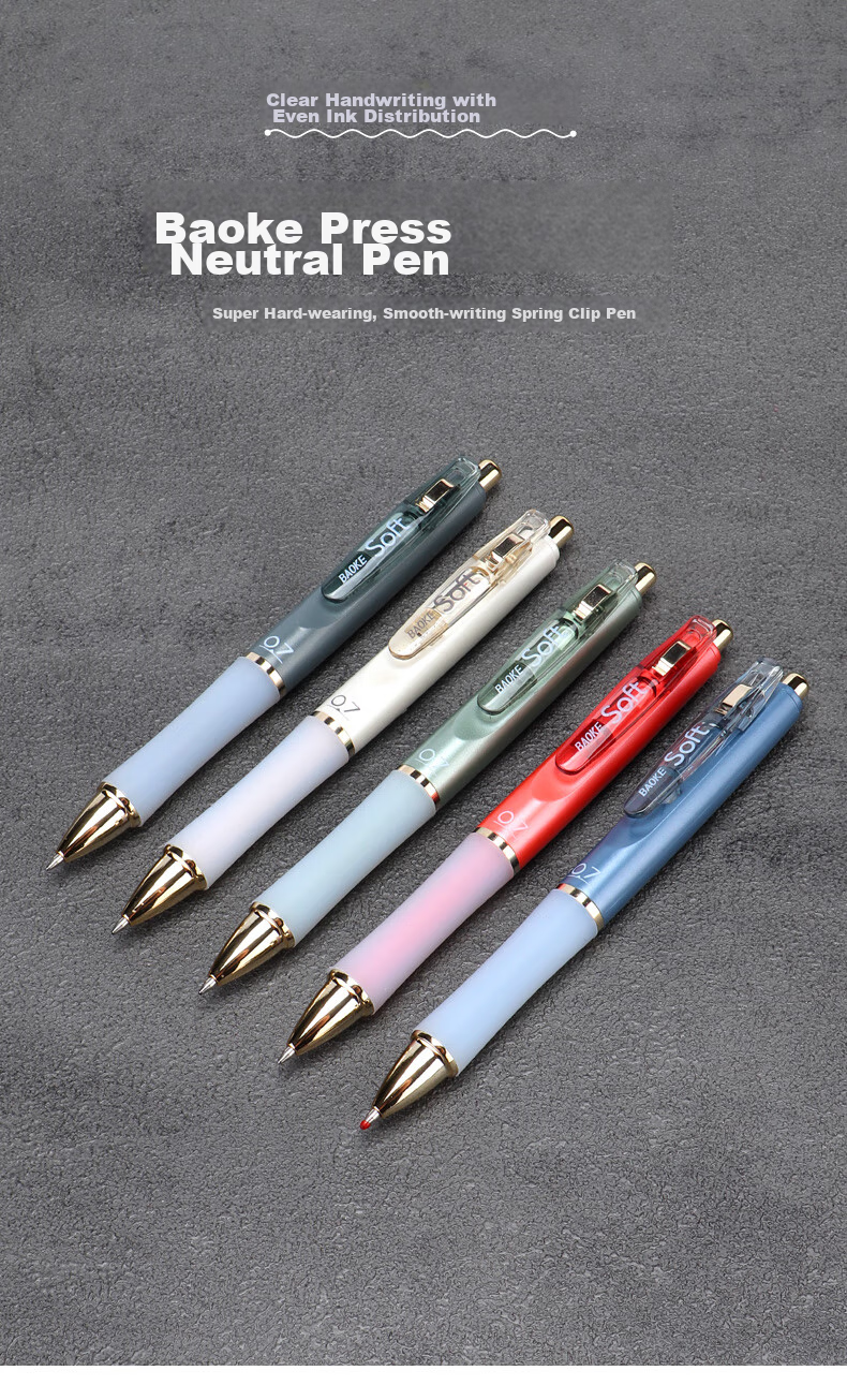 BAOKE PC3978 Premium Retractable Gel Pen 0.7mm Bullet Tip Signing Pen, Twilight Blue, Writing Black, Single Pe 1