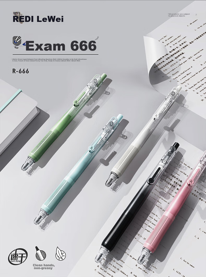 Lepusheng Gel Pen, Retractable, Direct Liquid Quick-Drying Signature Pen, 666 Exam Writing Pen, Student Pen Refill, 0.5mm Black, Office Supplies, 666 Blue + 5 Refills, 6201S 1