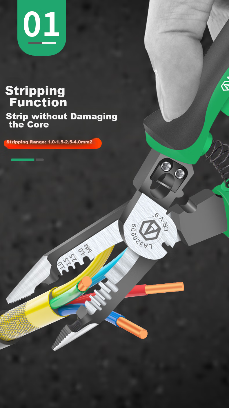 LAOA Lao A Needle-Nose Wire Stripper, Multifunctional Wire Cutter, Wire Stripping Tool, Terminal Crimping Pliers, LA320919 9