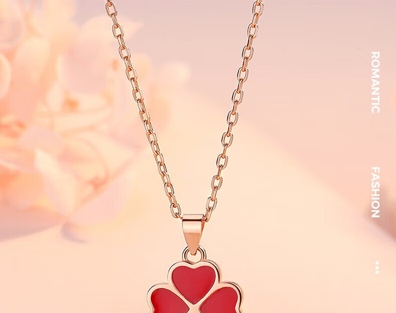 Grace Girl Four-Leaf Clover Necklace for Women, Simple And Elegant Rose Gold Collarbone Chain, Anniversary Birthday Gift for Girlfriend 11