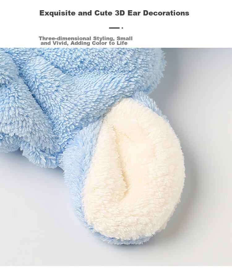 9I9 Baby Hair Towel Cap, Infant Hair Drying Towel, Coral Fleece, Strong Absorbent Hair Wiping Towel, A35 Pink Cute Rabbit 6