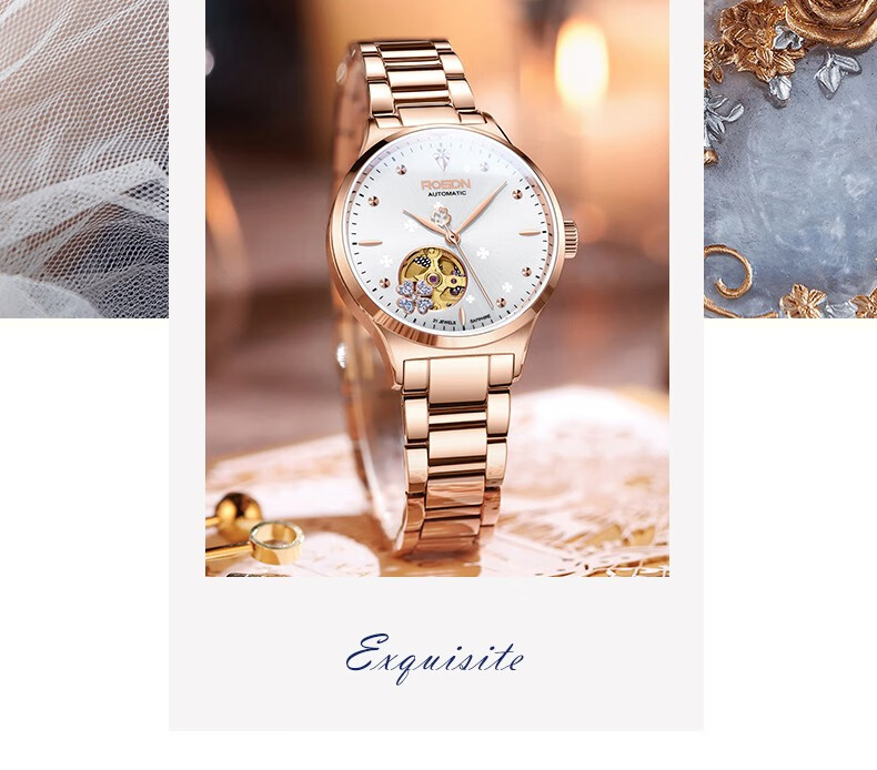 ROS DN Shihua Lucky Four-Leaf Clover Birthday Gift for Girlfriend, Women's Watch, Brand Mechanical Top Ten Watches 17