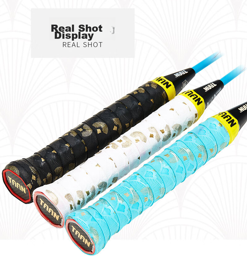 Taan Badminton Racket Grip Tape, Chinese Style Floral Print, Non-Slip, Sweat-Absorbing, Wear-Resistant Handle Tape, X12 Three-Pack Set 8