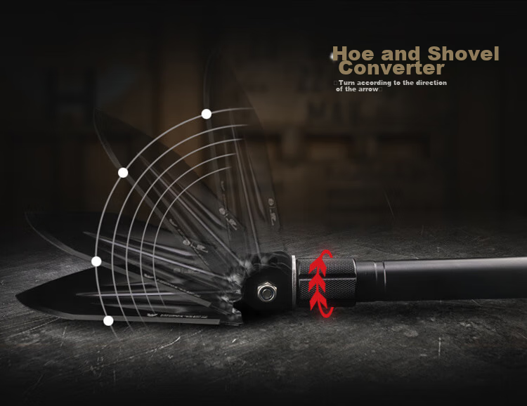 HX OUTDOORS Multi-Functional Military Shovel Folding Spade Iron Shovel Outdoor Equipment Car-Mounted Military Shovel Jiaolong Tactical Shovel 9
