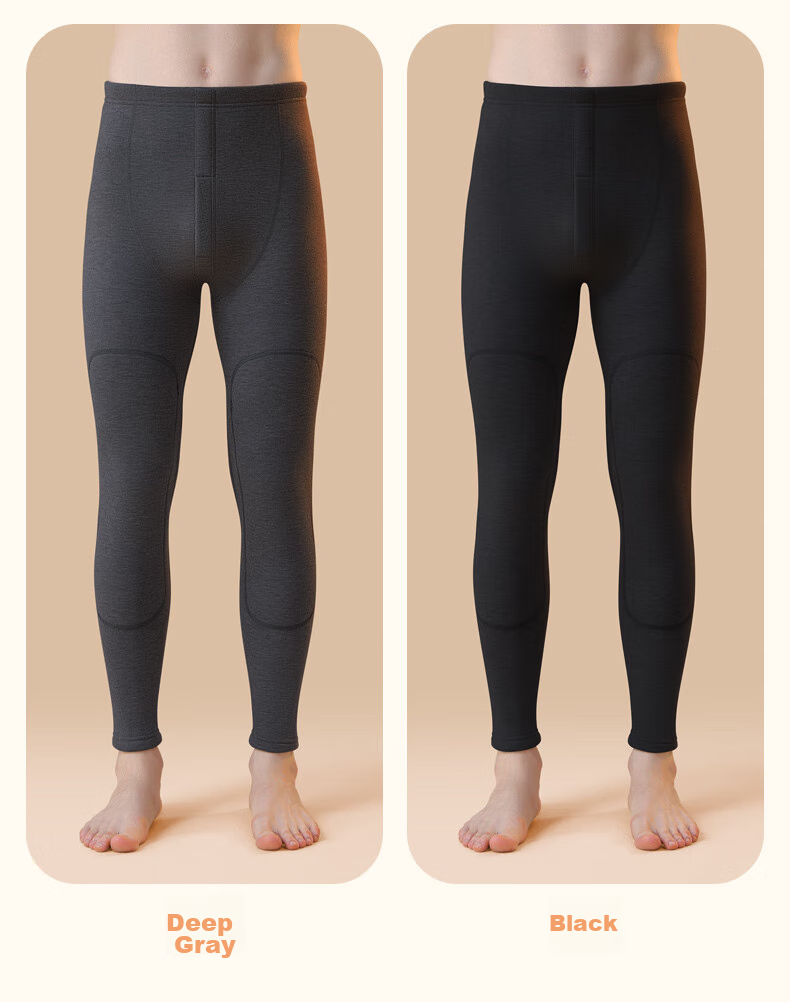 Hengyuanxiang [Down Knee Protection] Thermal Pants for Men, Fleece-Lined Thickened Cotton Long Johns Autumn Winter Warm Underwear 29