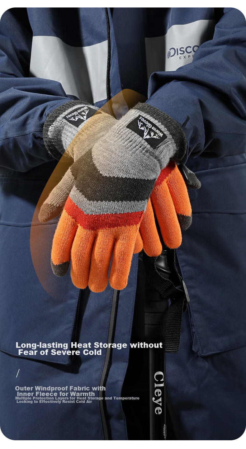 Yaphtes Winter Gloves, Warm Outdoor Bicycle Knitted Gloves, Cold-Resistant Full-Finger Wool Gloves for Men And Women, Maple Yellow 4