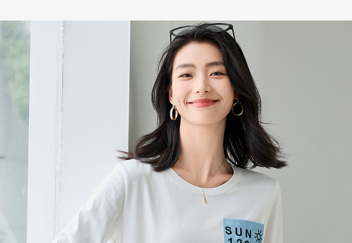 Chushen Spring And Autumn Long-Sleeve T-Shirt for Women, Versatile Letter Patchwork Round Neck Base Shirt, Casual Loose Top S143T2014 2