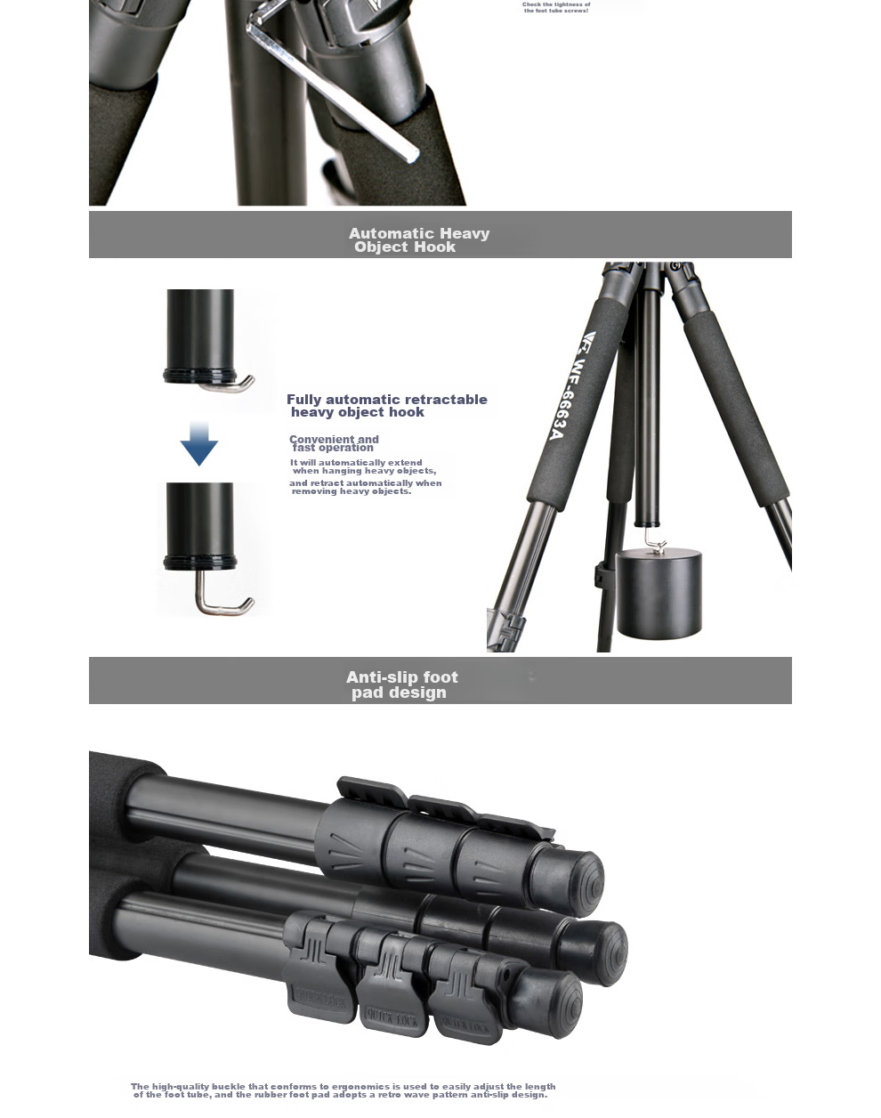 Weifeng WF-628 Portable Travel Tripod for Mirrorless And DSLR Cameras, Photography And Videography Stand, Selfie Live Streaming Outdoor Projector Floor Stand [With Phone Clamp + Bluetooth] 6