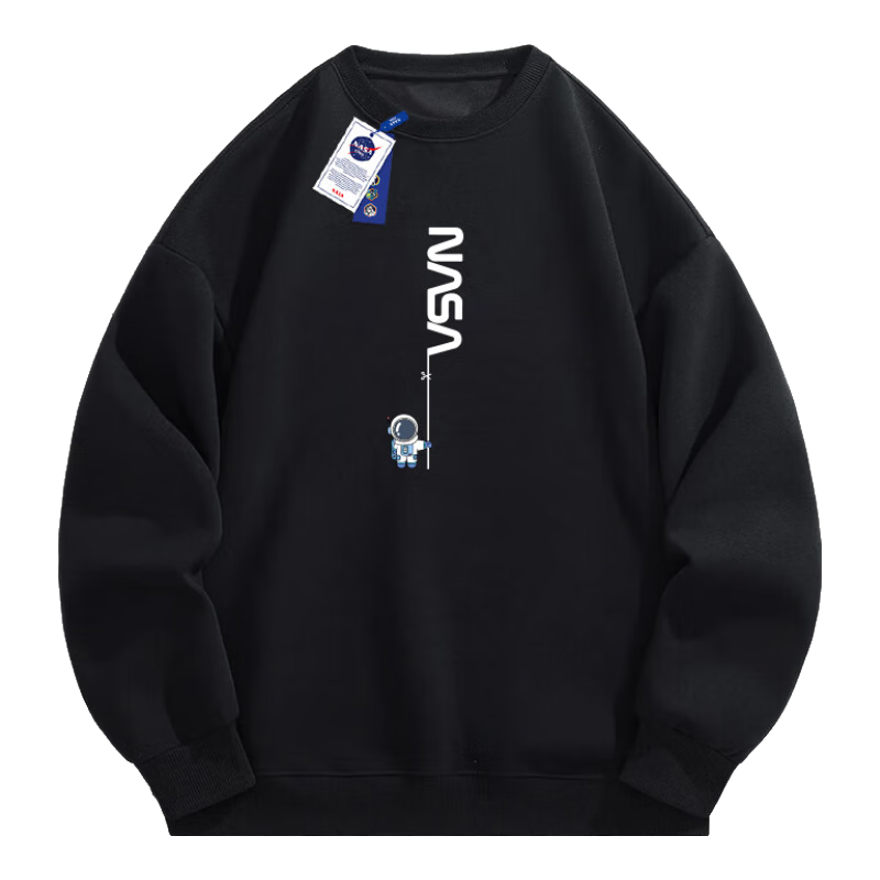 NASA GISS Sweatshirt, Men's Spring And Autumn Casual Long-Sleeve T-Shirt, Youth Base Layer Top, Black, XL