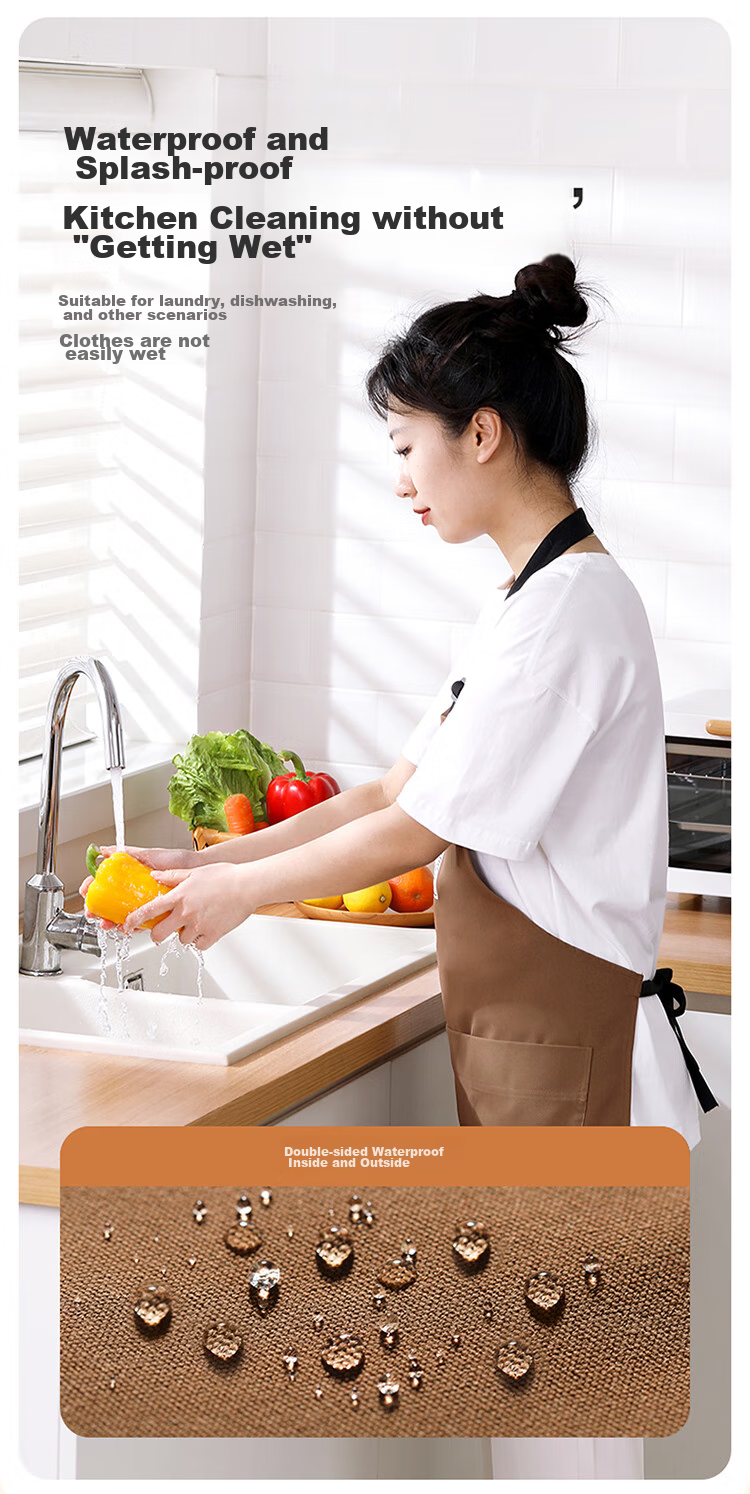 MARYYA Apron, Kitchen Waterproof And Oil-Proof Coverall, Unisex Chef's Wear, Coffee Brewing And Baking, Shoulder-Hanging Work Uniform 4