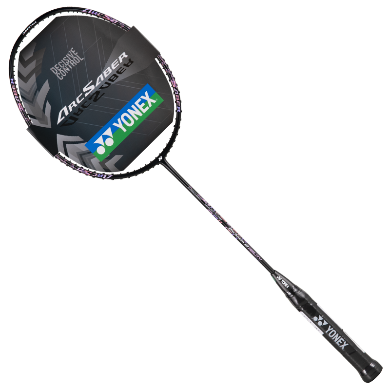 YONEX Badminton Racket, Full Carbon Fiber Balanced Bow-Shaped ARC2 Black/Powder 4U5, Pre-Strung with 25 Lbs, Hand Grip Included