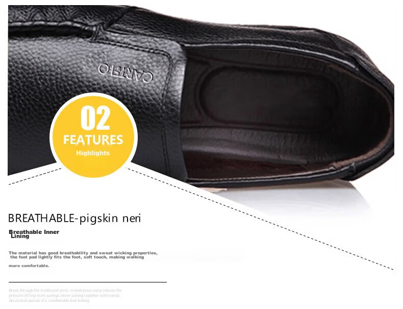 CARTELO Men's Leather Shoes, Top Grain Cowhide, Business Casual Shoes, Loafers, Middle-Aged And Elderly Dad Shoes, 30576 Black, Size 40 9