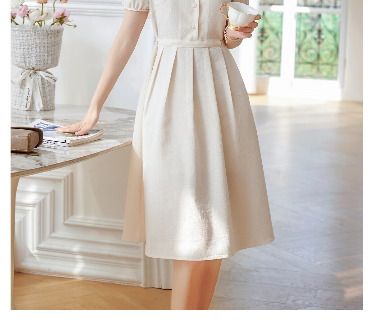 Chushen Summer Short-Sleeve Dress for Women, Fashionable Design V-Neck Waist-Cinching Slimming French-Style Dress S141Q1214 19