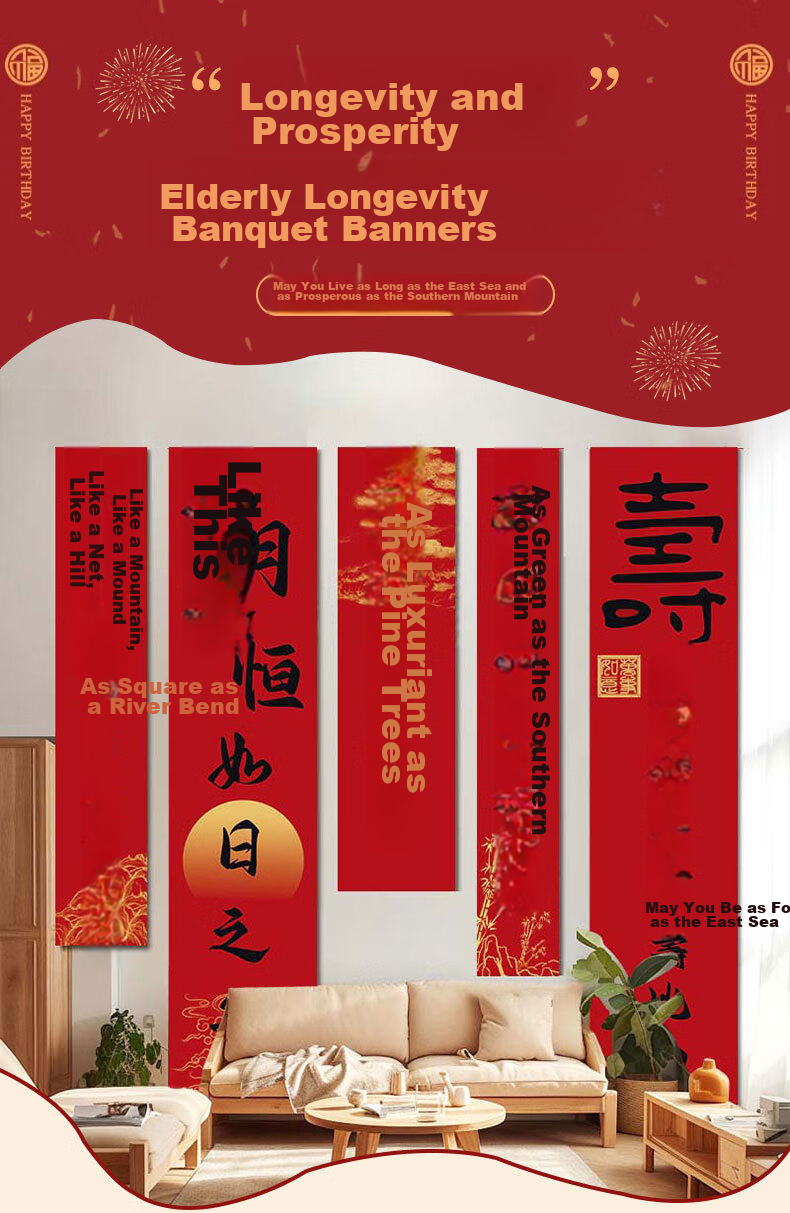 Shiluode Elderly Celebration Banner Scene Hanging Cloth, 60th Birthday, 70th Birthday Celebration, 80th Birthday Party, Poster Decoration Background Wall 1