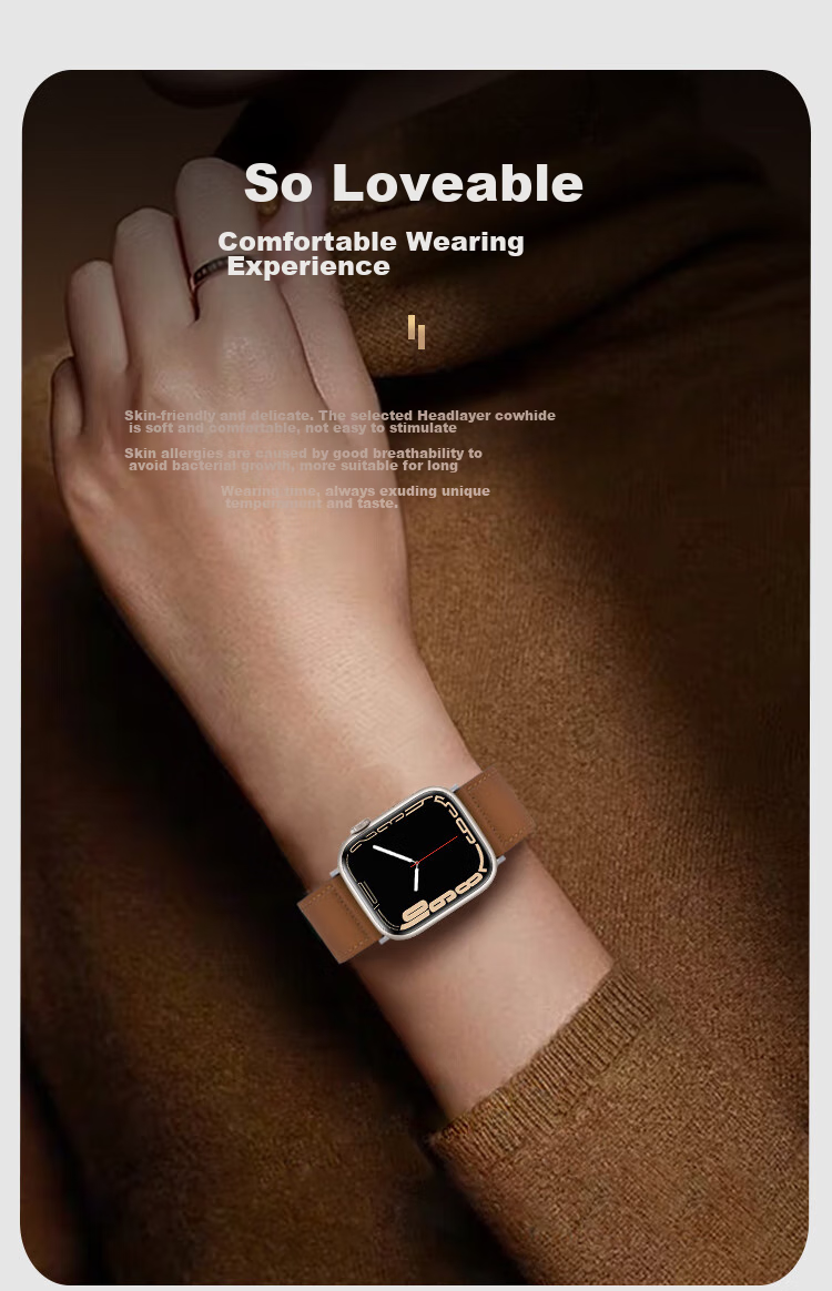 MSSM Leather Watch Strap Compatible with Apple Watch, Swift Cowhide Band for IWatch S12/11/ultra4/S10/9/SE3 - Brown 44-49 21