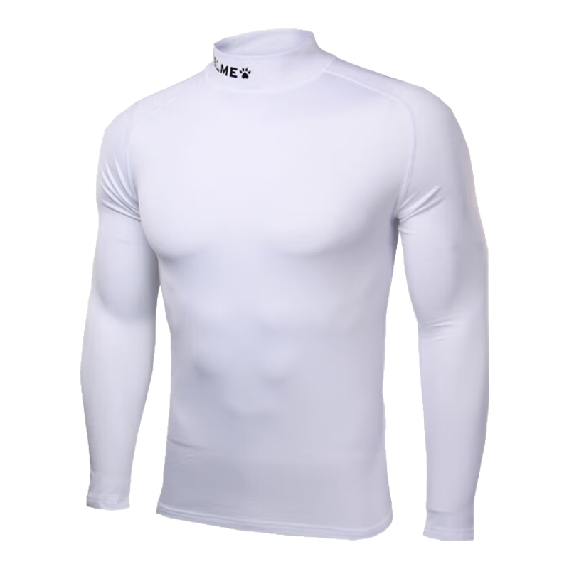 KELME Sports Elastic Compression Shirt for Men, Fleece-Lined Thick Warm Fitness Wear Football Undershirt, White, Size L