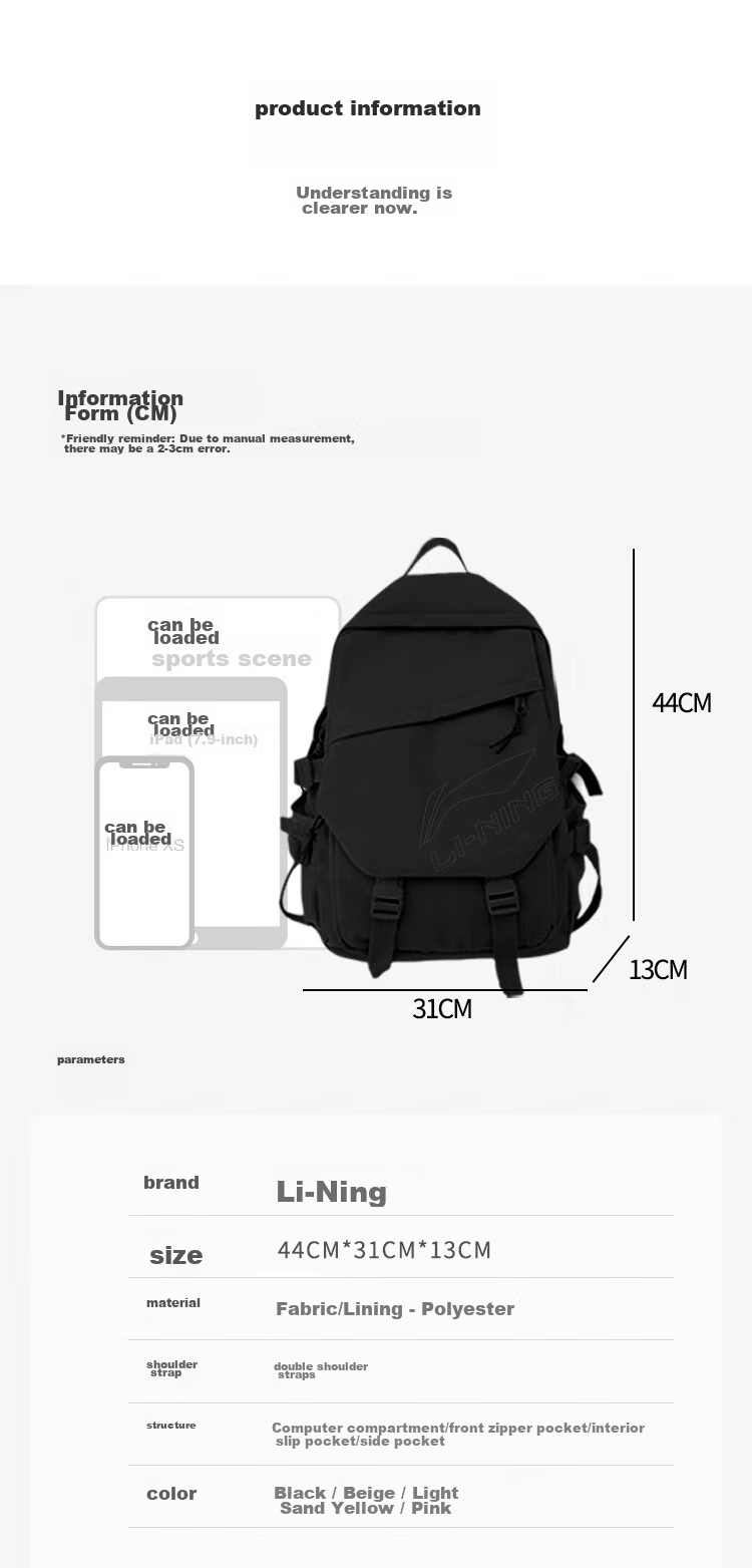 Li-Ning Backpack for Men, Large Capacity Basketball Sports Hiking Travel Backpack for Middle School And College Students 11