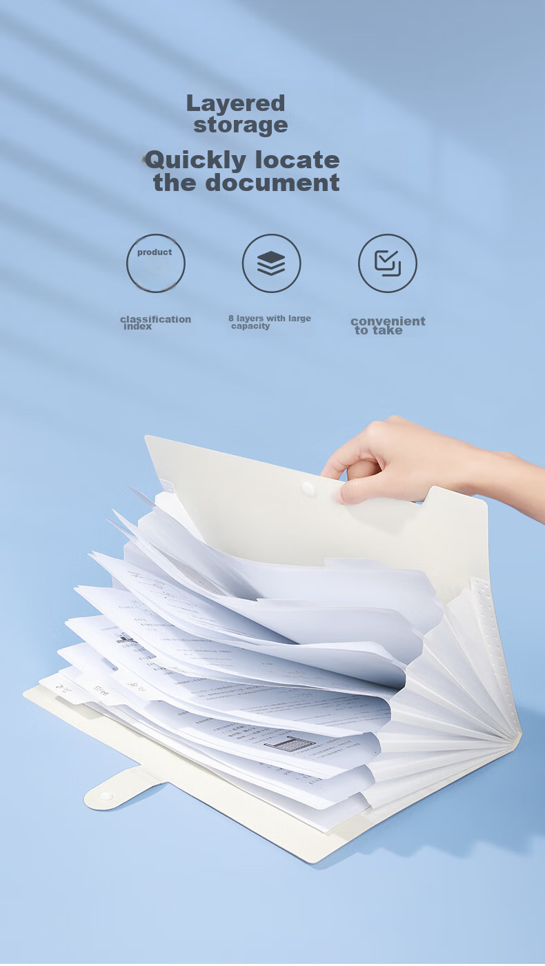 Wengu File Folder Accordion Multi-Layer A4 Student Stationery Office Meeting Exam Paper Storage Bag for Primary And Middle School, Portable Subject Classification G0249-8 Pink 3