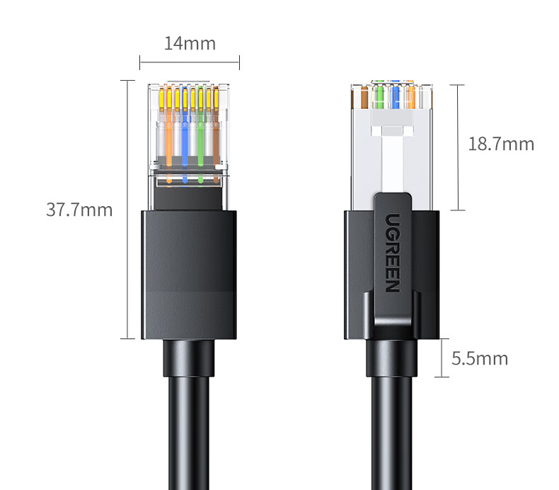 Ugreen Cat6 Shielded Ethernet Cable CAT6 Gigabit Network Cable 8-Core Twisted Pair Anti-Interference Patch Cord Black 3m 55173 19