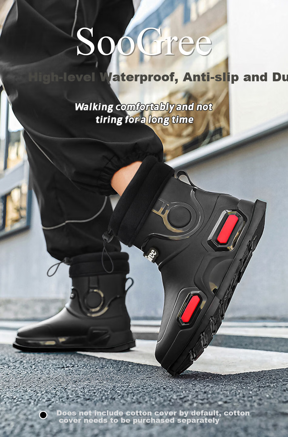 SooGree Men's Short Rain Boots, Lightweight And Stylish, Non-Slip, Wear-Resistant, Waterproof Work Shoes for Fishing 1
