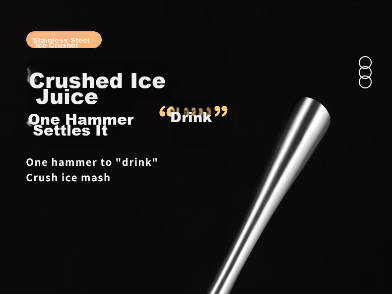 BJ Stainless Steel Ice Crusher Hammer, Ice Breaker, Juicer Stick, Shaker Cup Muddler, Lemon Tea Tool, Ice Crusher Hammer, 26cm Long Versio 1