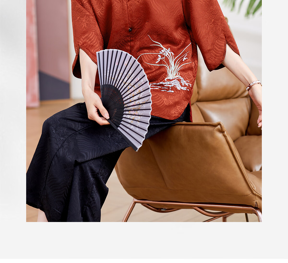 Yuzhaolin Mom's National Style Three-Quarter Sleeve Suit Middle-aged and Elderly Women's Clothing Grandma Clothes Y244A1800 1