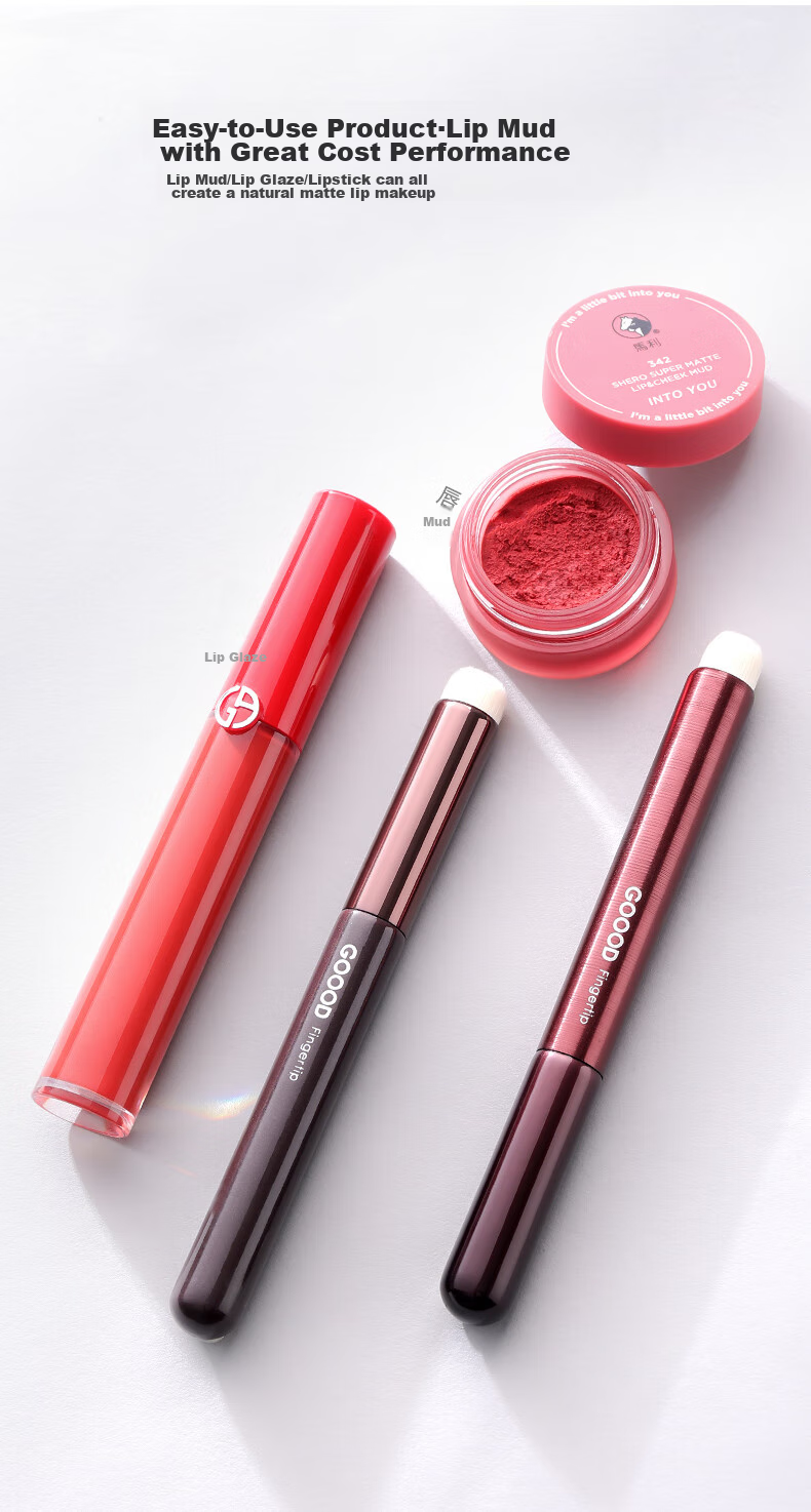 Goood Mini Mallet Blending Lip Brush, Lipstick Brush, Round Concealer Brush (2-Piece Set), Cangzhou Makeup Brushes 6