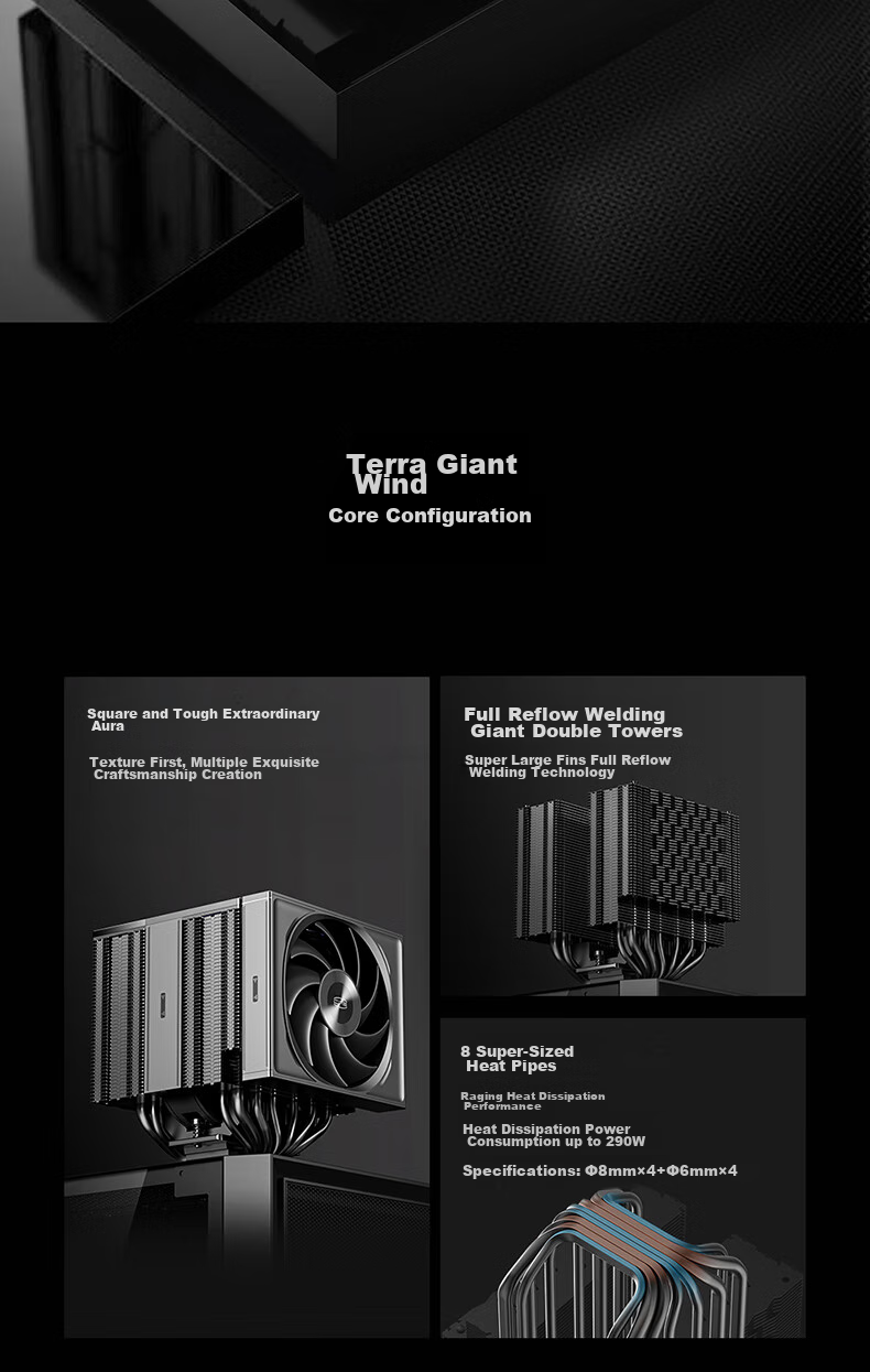 PCCOOLER RZ820 8 Heat Pipe CPU Air Cooler (290W/Mega Dual Tower/Air Aluminum ARGB Magnetic Top Cover/14CM Large Fan/Copper Base) 2