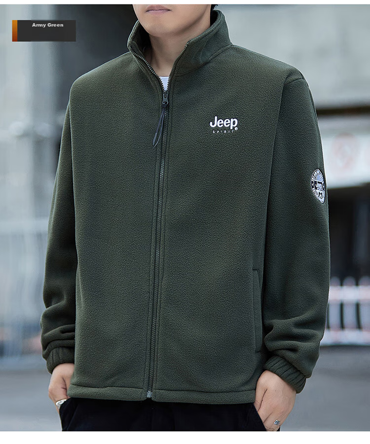 JEEP SPIRIT Men's Jacket, Zip-Up Sweatshirt, Men's Clothing for Autumn, Casual Loose Trendy Fleece Top for Me 19