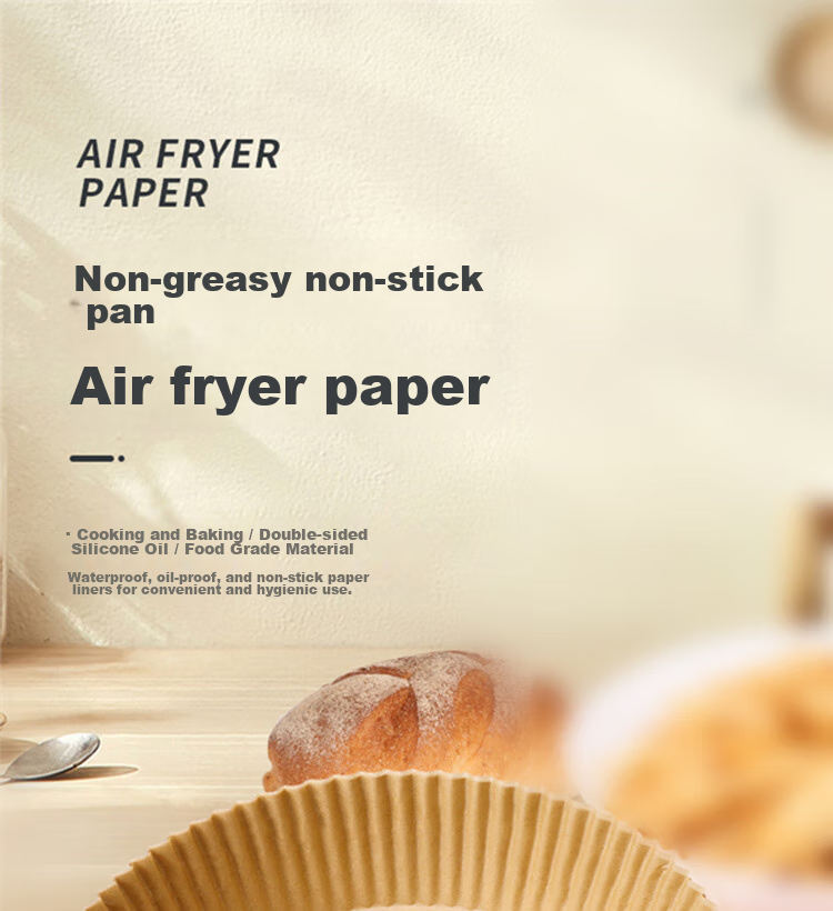 Kelinlai Air Fryer Paper, Suitable for 3L And Above Round Air Fryers, Household Oil-Absorbing Disposable Baking Silicone Paper Trays, 100 Sheets 1