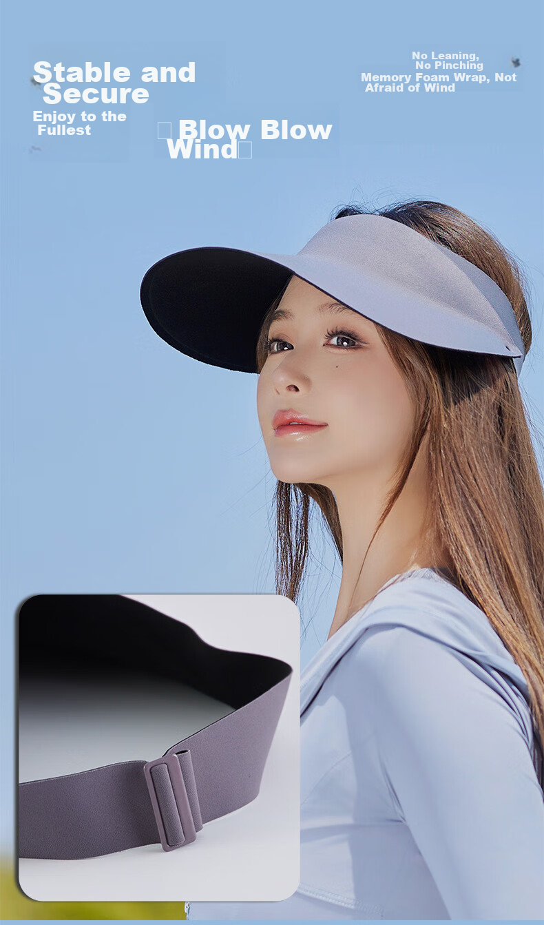 FitonTon Sun Protection Hat for Women, Sun Visor Cap, Summer Egg Roll Hat, Outdoor Running Face-Covering Seamless UV Protection Hat, Open-Top Sun Hat 9