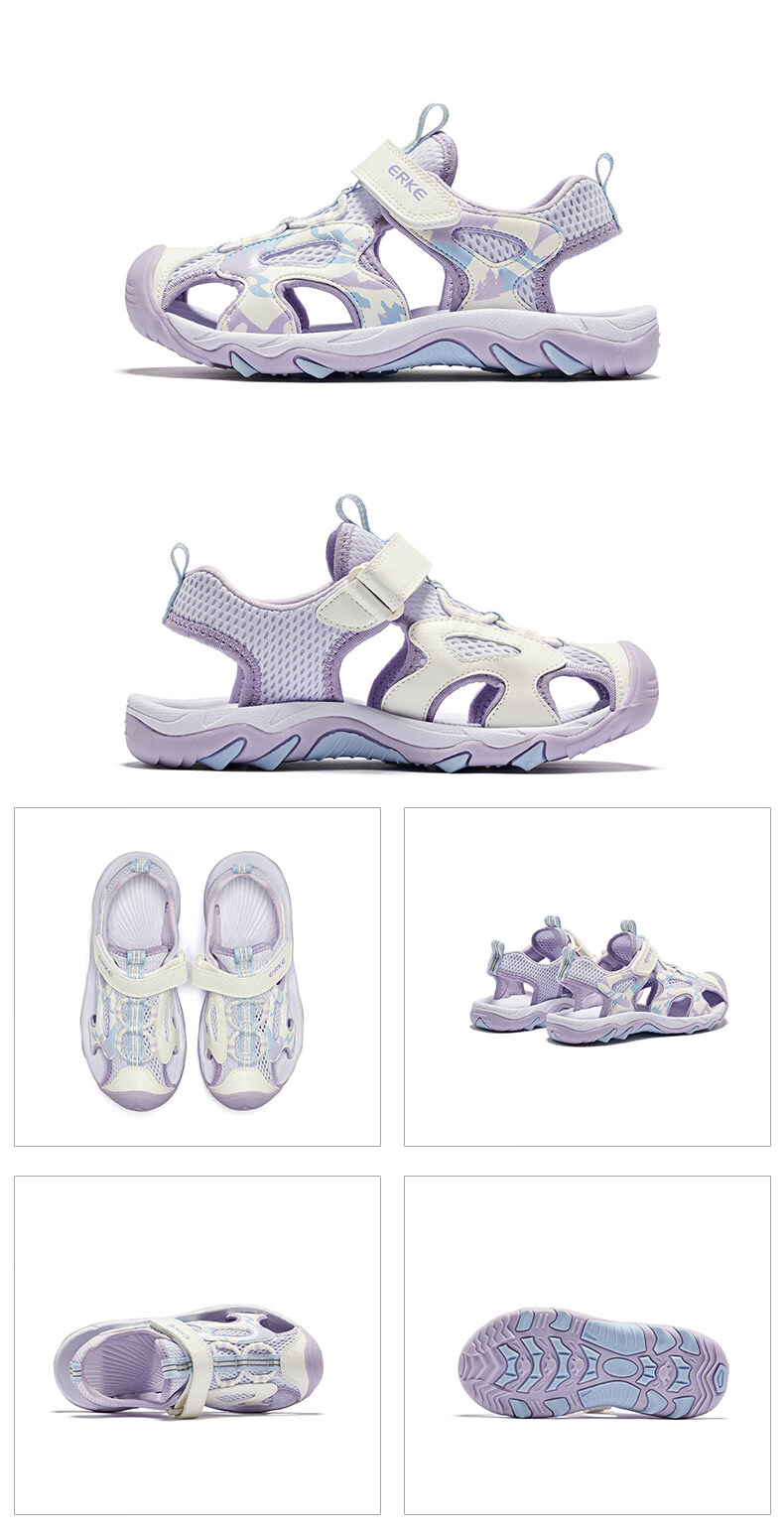 ERKE Children's Shoes Boys' Outdoor Sandals Casual Beach Shoes for Kids Black/midgray Size 37 28