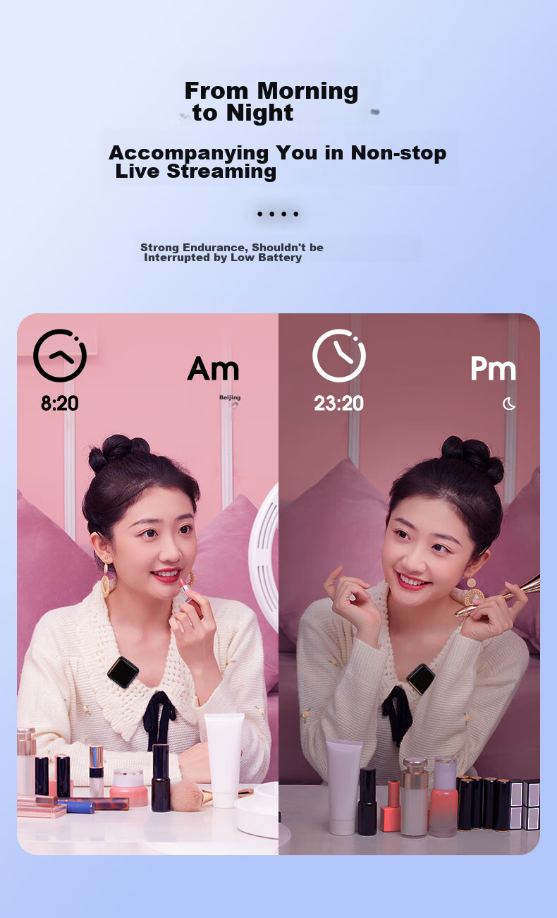 Haomuren Wireless Microphone Clip-On Mic, Dual-Channel Audio Recorder, TikTok Live Streaming Sound Card, Live Recording Equipment, Singing Noise Reduction Video Interview Microphone for Mobile Phone Camera And Computer 17