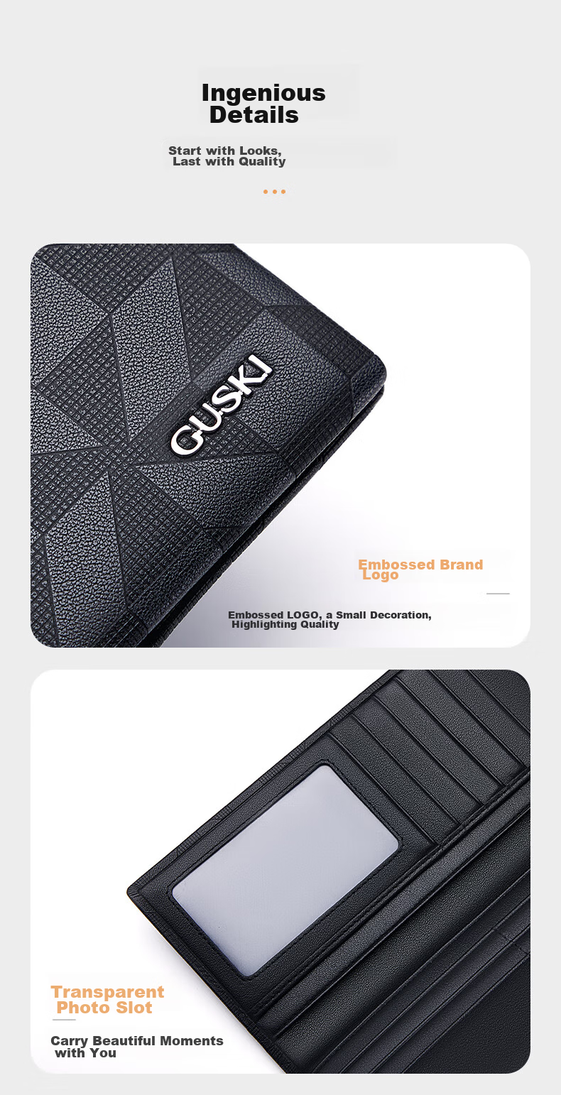GUSKI Brand Men's Wallet, Long Genuine Leather Purse Gift Box, Top-Grain Cowhide, Birthday Gift for Boyfriend Or Husband 9