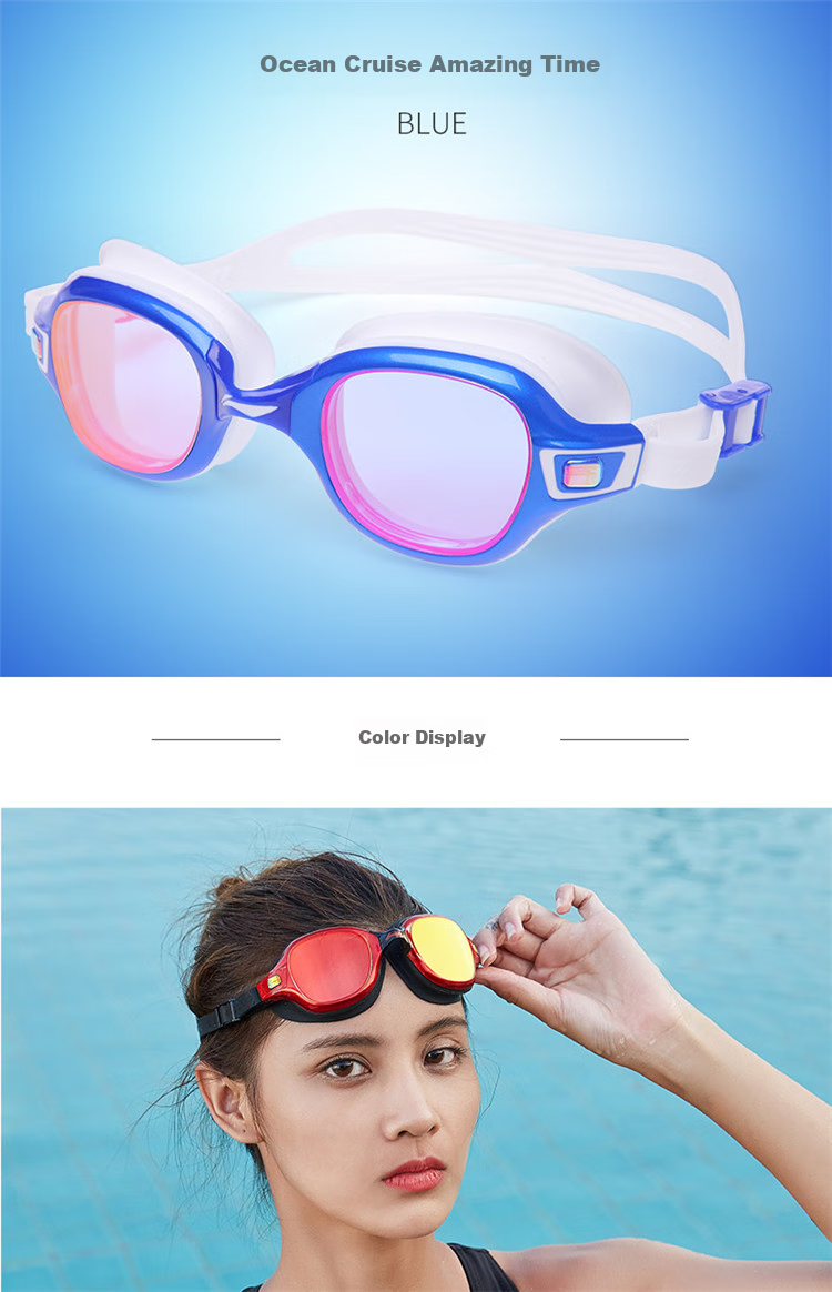 LI-NING LSJN588-3 Women's High-Definition Waterproof Anti-Fog Large Frame Swimming Goggles Rose Red 10