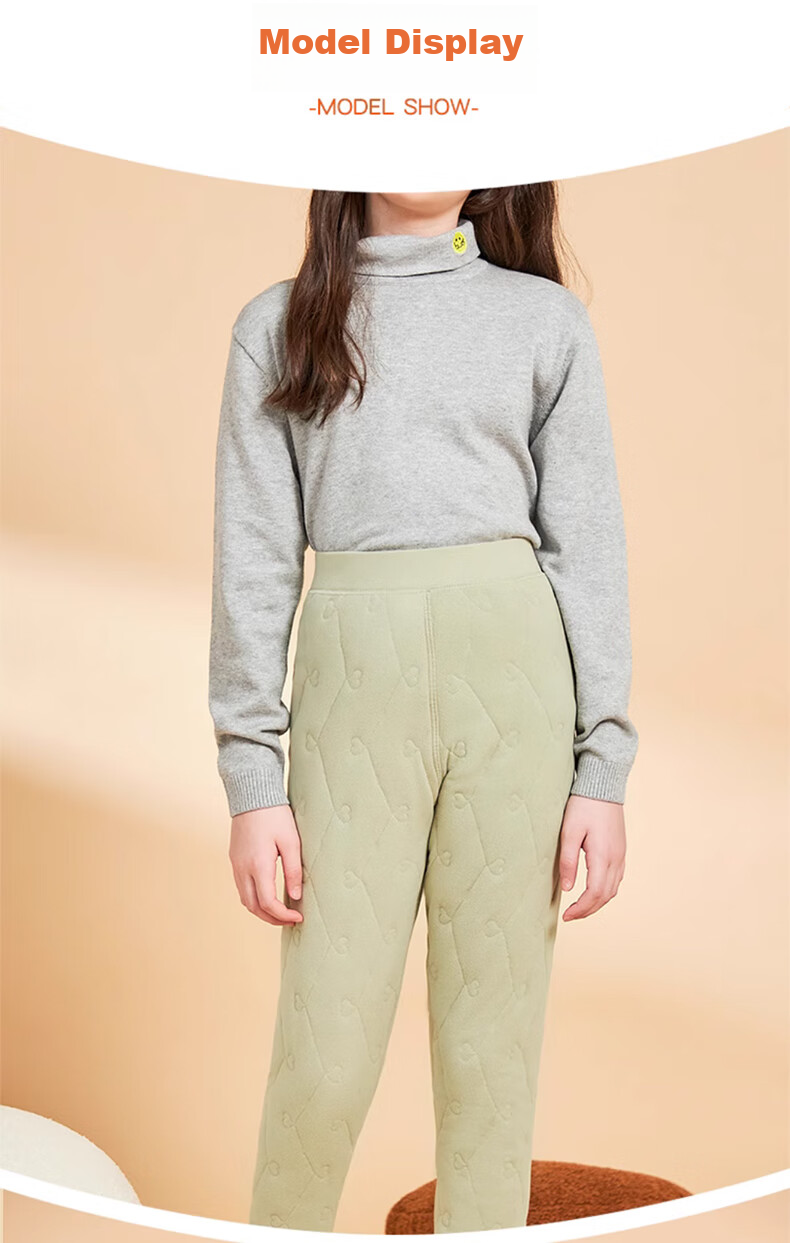 LangSha Children's Wool Thermal Pants, Boys' Autumn And Winter Fleece-Lined Thick Base Layer, School Uniform Essential, Youth Cotton Trousers 12