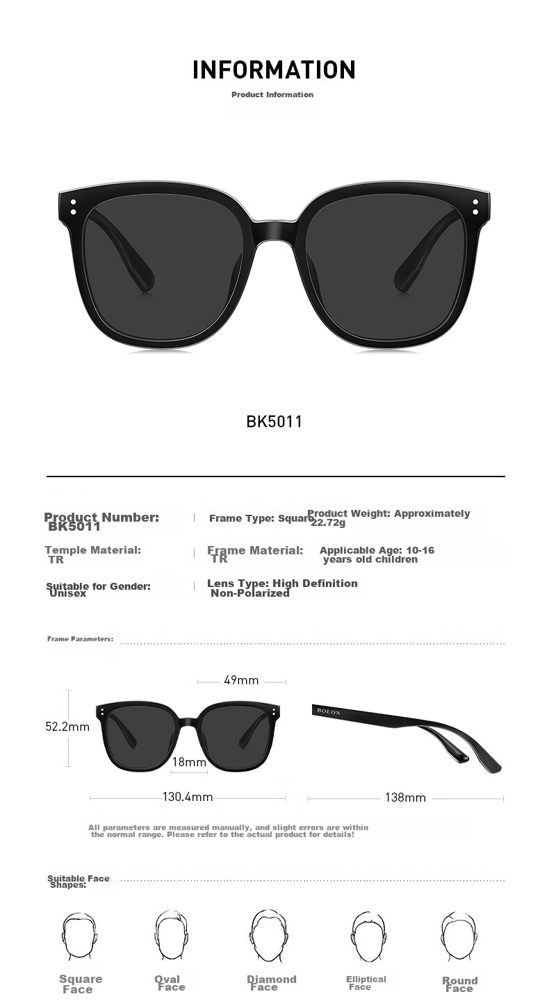 BOLON Children's And Teenagers' Square Sunglasses, Sun Protection UV-Resistant Glasses for Boys And Girls, BK5011A10 7