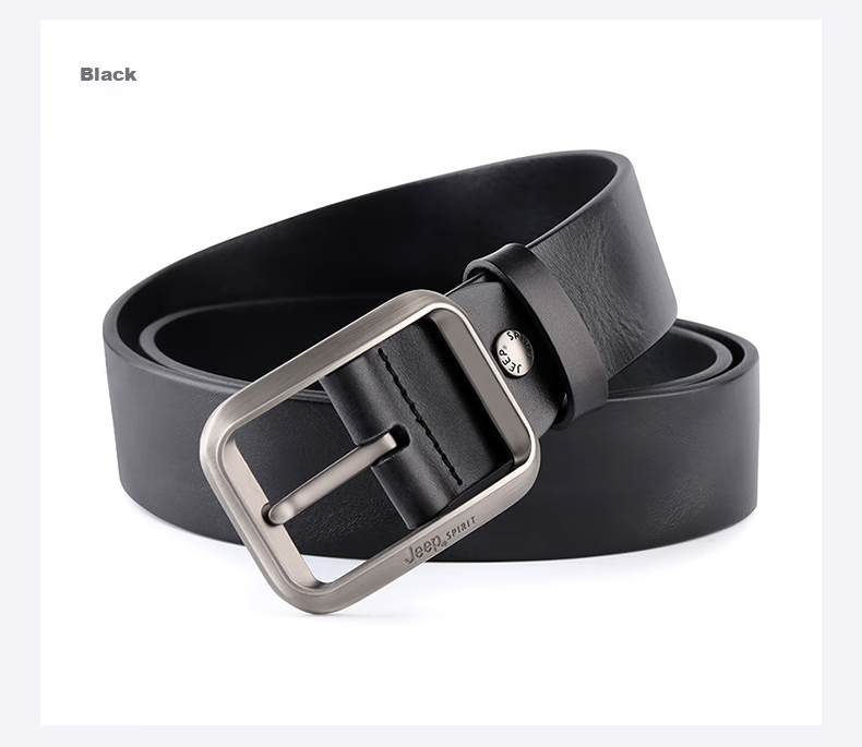 JEEP SPIRIT Men's Belt, Top-Grain Leather, Fashionable Pin Buckle, Suitable for Young And Middle-Aged Men, Gift for Boyfriend, Husband, Father's Day Present 15