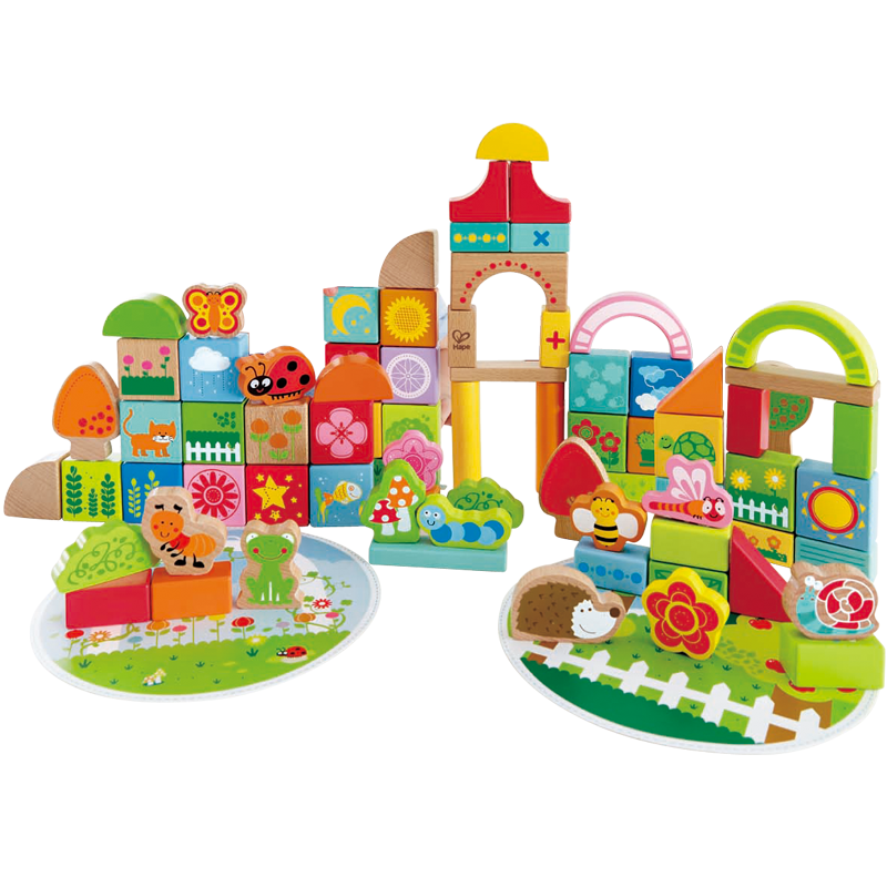 Hape (Germany), Children's Wooden Building Blocks, Large Particle Baby Garden Blocks, Birthday Gift for Babies, E8312