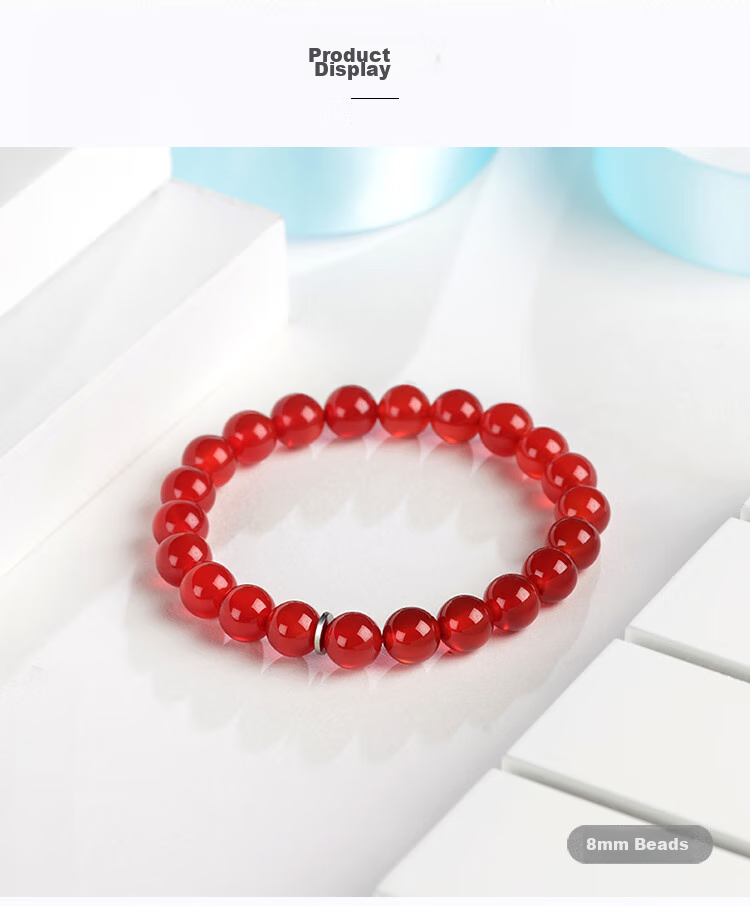 Istone Red Agate Bracelet, Couple's Beaded Bracelet, 12mm, New Chinese Style, Birthday Gift for Girlfriend 11