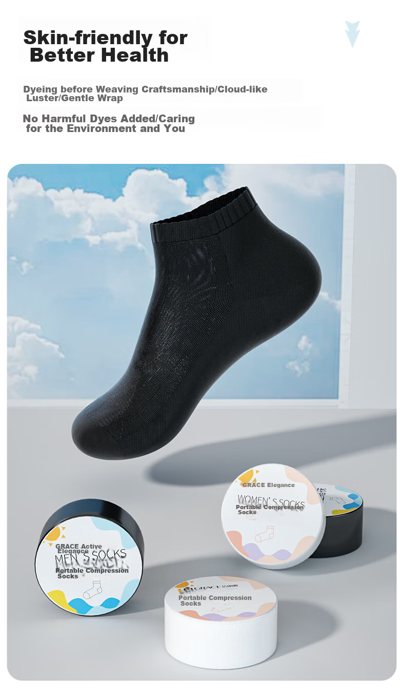 Grace Travel Disposable Socks, Compressed Short Tube Socks, Daily Disposable, for Business Trips, Unisex, No-Wash, 5 Pairs Pack, White 7