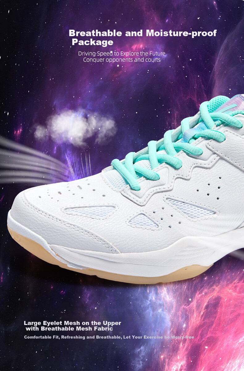 KAWASAKI Badminton Shoes, Shock-Absorbing, Wear-Resistant, Breathable Sports Shoes B3331, White/iridescent Green, Size 40 5